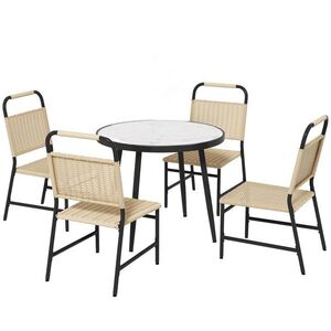 Imagine Outsunny Set de dining din 5 piese din ratan pentru terasa, Masa | Aosom Romania