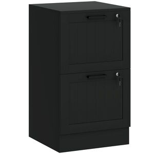 Imagine HOMCOM Corp birou, mobilier de depozitare din lemn 2 sertare cu încuietoare, şine de suspendare reglabile, 40 x 40 x 71 cm, negru | Aosom Romania