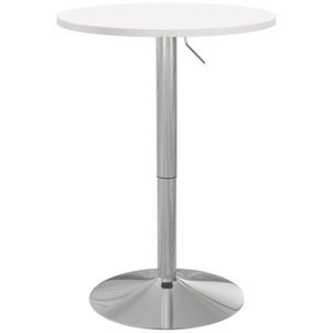 Imagine HOMCOM Masă de bar rotundă masă înaltă pentru bucătărie reglabilă în înălțime 69-91 cm blat pivotant la 360° alb și argintiu | Aosom Romania