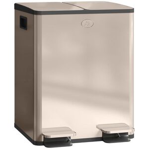 Imagine HOMCOM Coș de gunoi pentru bucătărie 2 compartimente 2 x 20L, oțel inoxidabil, capac cu închidere silențioasă, 45, 8x36x51, 6cm, auriu | Aosom Romania