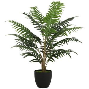 Imagine HOMCOM Plantă Artificială de Ferigă cu 20 de Frunze din PEVA, Ramuri Flexibile, Ghiveci Negru din PP și Ciment, Verde | Aosom Romania