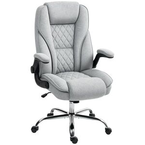 Imagine HOMCOM Scaun de birou, scaun birou ergonomic, înălțime reglabilă, brațe rabatabile, 70 x 70 x 114-122 cm, gri | Aosom Romania