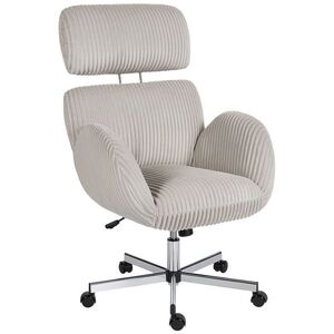 Imagine HOMCOM Scaun de birou ergonomic din catifea, fotoliu de birou cu spătar înalt, tetiere și cotiere reglabile, gri | Aosom Romania