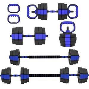 Imagine SPORTNOW Set Greutăți de Sală 4 în 1 de 30kg, Convertibil în Kettlebell, 2 Gantere, Haltere și Suport pentru Flotări, Roșu | Aosom Romania