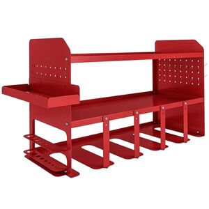 Imagine Outsunny Organizator de Scule de Grădină Raft de Depozitare Montat pe Perete cu 2 Nivele pentru Garaj cu Tavă și Cârlige | Aosom Romania
