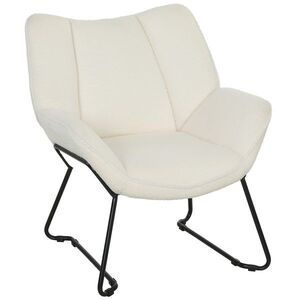 Imagine HOMCOM Scaun accent modern, fotoliu tapițat cu Sherpa-Fleece și spătar lat, picioare din oțel, montare ușoară, Alb | Aosom Romania