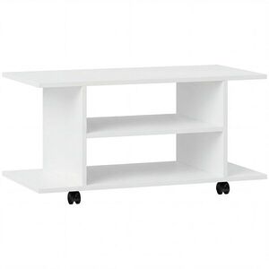 Imagine HOMCOM Mobilier unghiular cu roți și rafturi, până la 42", alb | Aosom Romania