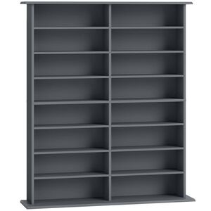 Imagine HOMCOM Raft pentru CD și DVD cu 16 compartimente și 12 rafturi reglabile, capacitate max. 720 CD/396 DVD și Blu-ray, gri | Aosom Romania