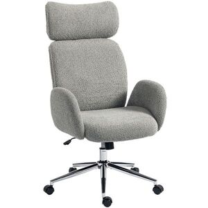Imagine HOMCOM Scaun de birou cu tetieră reglabilă, scaun ergonomic de birou, funcție de înclinare, reglabil pe înălțime, Gri închis | Aosom Romania