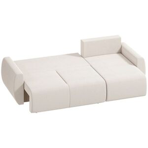 Imagine HOMCOM Canapea extensibilă cu chaise-longue reversibilă, canapea 3 locuri în formă L din velur sintetic, alb crem | Aosom Romania