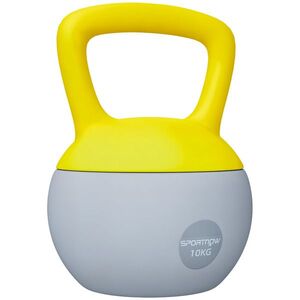 Imagine SPORTNOW Kettlebell 10 kg haltère cu mâner antiderapant pentru fitness musculație cardio, gri și galben | Aosom Romania