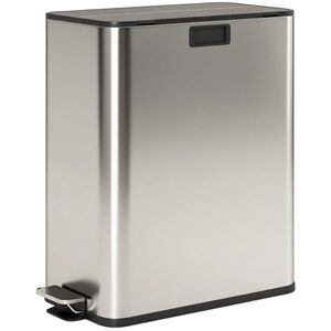Imagine HOMCOM Coș de gunoi pentru bucătărie 2 x 28L, coș cu pedală din oțel inoxidabil cu capac Soft-Close, coșuri interioare detașabile | Aosom Romania