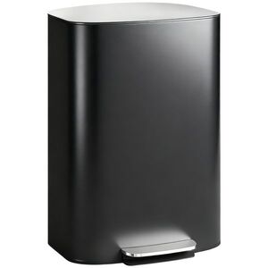 Imagine HOMCOM Coș de gunoi bucătărie 50 L coș cu pedală cu funcție menținere deschisă, capac Soft-Close, pedală, negru | Aosom Romania