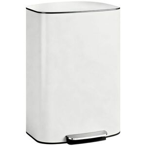 Imagine HOMCOM Coș de gunoi bucătărie 50 L pedală cu menținere deschisă, capac soft-close, crem-alb | Aosom Romania