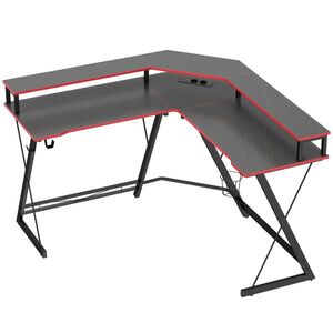 Imagine HOMCOM Birou în L cu Prize, 128 cm cu Suport Monitor | Aosom Romania