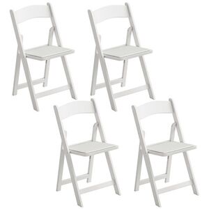 Imagine HOMCOM Set de 4 scaune pliabile din rășină și PU, scaune portabile pentru interior și exterior, 45x44x78cm, alb | Aosom Romania