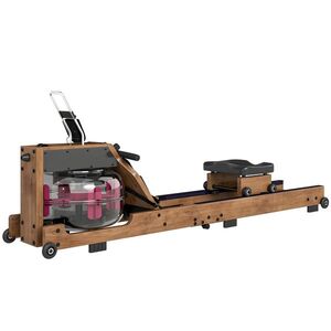 Imagine SPORTNOW Aparat de vaslit cu apă pentru acasă, lemn de cauciuc, pliabil, cu aplicație Bluetooth, șine duble din aluminiu, afișaj LCD, până la 158 kg | Aosom Romania