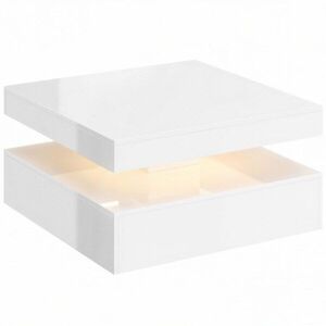 Imagine HOMCOM Masă de centru cu LED RGB 7 culori alb lucios cu depozitare deschisă și telecomandă 78x78x40 cm | Aosom Romania