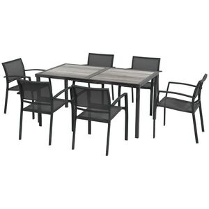 Imagine Outsunny Set Masa de Grădină 7 Piese, Scaune Stivuibile, Set Masa Exterior pentru Terasă, Design Modern și Confortabil | Aosom Romania
