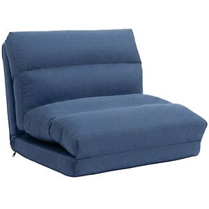 Imagine HOMCOM Fotoliu de podea canapea relax fotoliu convertibil în pat reglabil 90° à 180° țesătură - 70 x 72 x 56 cm - albastru închis | Aosom Romania