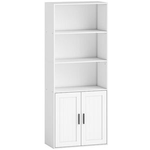Imagine HOMCOM Bibliotecă cu Rafturi Deschise și Dulap cu Raft Reglabil Alb | Aosom Romania