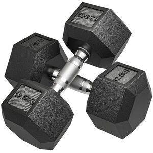 Imagine HOMCOM Gantere cu Mâner Zimțat, Fontă, 2 x 12, 5 kg pentru Acasă, Sală, Antrenament Forță | Aosom Romania
