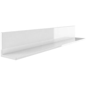 Imagine HOMCOM Etajeră de Perete pentru Living și Dormitor, Grosime 1, 5 cm, Raft Suspendat din Lemn, 127x12x18 cm, Alb Lucios | Aosom Romania