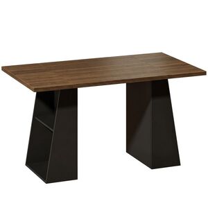 Imagine HOMCOM Birou cu 4 polițe deschise, design industrial, 140 cm, Maro-Negru | Aosom Romania