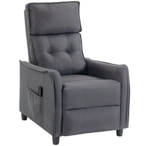 Imagine HOMCOM Fotoliu relaxant cu masaj prin vibrații, aspect de in, înclinabil cu perne cu arc, suport picioare, Gri | Aosom Romania