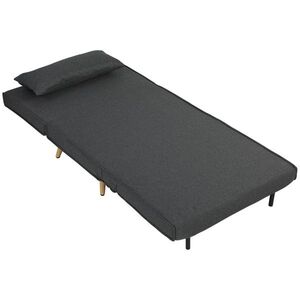 Imagine HOMCOM Fotoliu Extensibil 3 în 1 cu Spătar Reglabil pe 3 Niveluri și Pernă, Material Textil cu Aspect de In, Gri | Aosom Romania