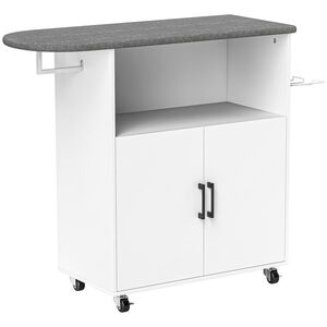Imagine HOMCOM Dulap pentru călcat cu 2 uși și spațiu deschis, 125x43.5x102.5 cm, Alb | Aosom Romania
