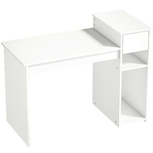 Imagine HOMCOM Birou pentru Studiu și Scris cu Sertar și Rafturi, 108 cm, Alb | Aosom Romania