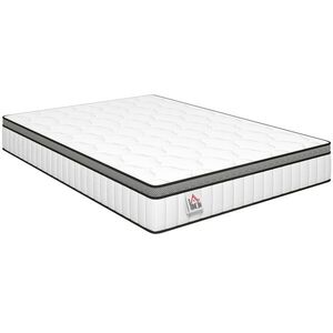 Imagine HOMCOM Saltea 140 x 190 cm, grosime 20 cm, saltea cu arcuri individuale 7 zone spumă cu memorie infuzată cu gel răcoritor | Aosom Romania