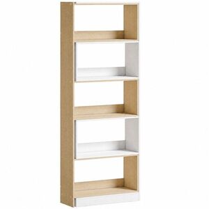 Imagine HOMCOM Bibliotecă de Colț cu 5 Polițe, Design Rotativ 350°, Lemn/Alb | Aosom Romania