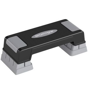 Imagine SPORTNOW Stepper Fitness Aerobic 3 Niveluri, Înălțime Reglabilă 12/17, 5/22, 5 cm, Suprafață Antiderapantă, Capacitate 250 kg, Gri | Aosom Romania