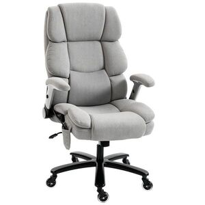 Imagine HOMCOM Scaun de birou extra lat cu suport lombar cu airbag, scaun de birou cu apărători rabatabile, arcuri pocket, Gri deschis | Aosom Romania