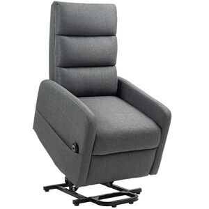 Imagine HOMCOM Fotoliu relax electric cu funcție de ridicare, telecomandă, spumă moale, buzunar lateral, husă cu aspect de in, Gri | Aosom Romania
