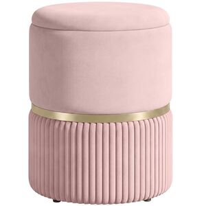 Imagine HOMCOM Pouf/taburet suport pentru picioare cufăr de depozitare din catifea corduroy 36 x 36 x 44 cm pentru living dormitor roz | Aosom Romania