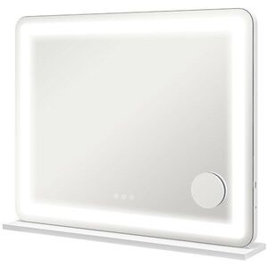Imagine HOMCOM Oglindă de Machiaj cu Lumini LED în 3 Culori, Oglindă de Perete și Masă cu USB, 80x62x14 cm, Alb | Aosom Romania