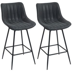 Imagine HOMCOM Set de 2 scaune înalte, scaune rotative 68 cm cu spătar pentru insula de bucătărie, sufragerie, Negru | Aosom Romania