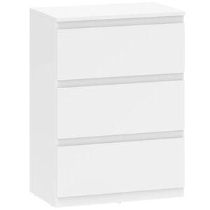 Imagine HOMCOM Comodă cu 3 sertare, mobilier modern de depozitare pentru dormitor, Alb | Aosom Romania