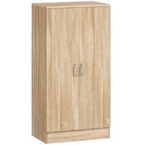Imagine HOMCOM Dulap pantofi cu 2 uși, 6 rafturi reglabile, balamale soft-close pentru 14 perechi, lemn natural | Aosom Romania