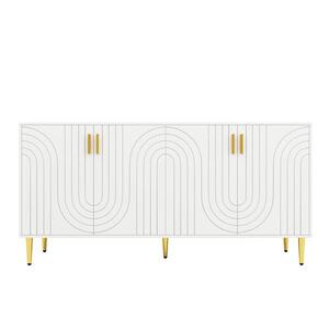Imagine Comodă elegantă cu design unic cu valuri, Alb | Aosom Romania