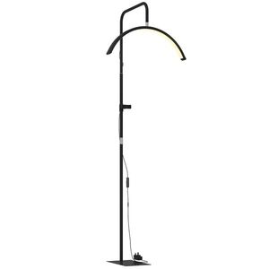 Imagine HOMCOM Lampă de Podea LED cu Cap Semilună, Înălțime și Temperatură de Culoare Reglabile, Telecomandă, Negru | Aosom Romania