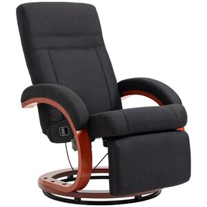 Imagine HOMCOM Fotoliu relax cu funcție de înclinare, fotoliu TV cu spătar înalt, cotiere ergonomice, suport picioare, bază din lemn, aspect in | Aosom Romania