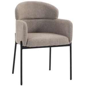 Imagine HOMCOM Scaun accent modern, fotoliu din chenille cu spumă de înaltă densitate, spătar ergonomic, picioare metalice, maro deschis | Aosom Romania