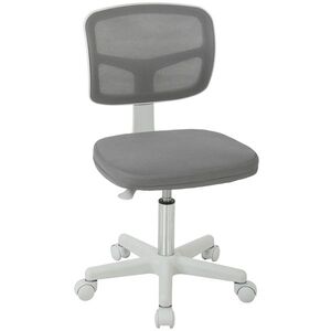 Imagine Vinsetto Scaun de birou ergonomic fără cotiere, fotoliu pivotant, spătar curbat din plasă și roți, Gri | Aosom Romania