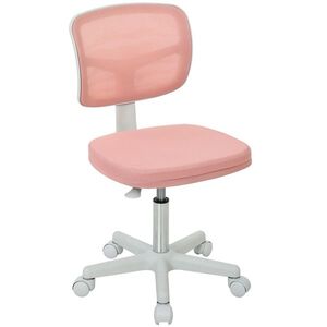 Imagine Vinsetto Scaun de birou ergonomic fără brațe, scaun pivotant, spătar curbat din plasă și roți, roz | Aosom Romania