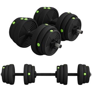 Imagine SPORTNOW Set 2 în 1 cu 2 Gantere Convertibile în Bară, Greutate Totală 25 kg și Discuri Reglabile, Negru | Aosom Romania