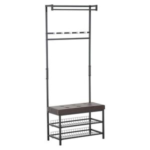 Imagine HomCom Banca Vestiar in Metal captusita, Maro, 72.5x35x180cm